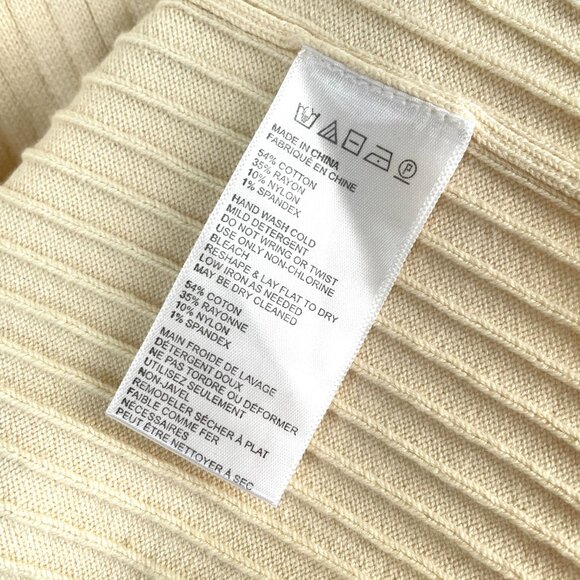 Free People Skyline Skirt Womens M Cream Ribbed Knit Midi Stretch - Picture 8 of 9